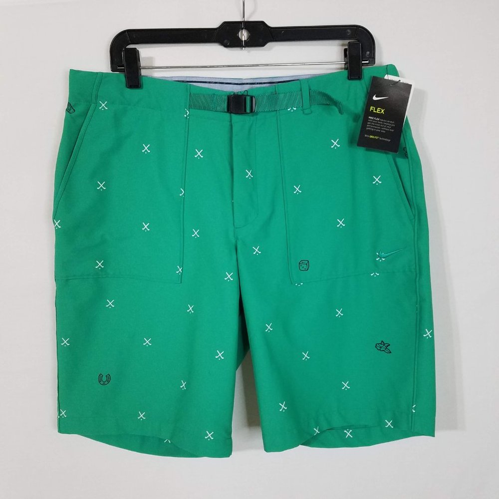 Nike Green Flat Front Men's Shorts